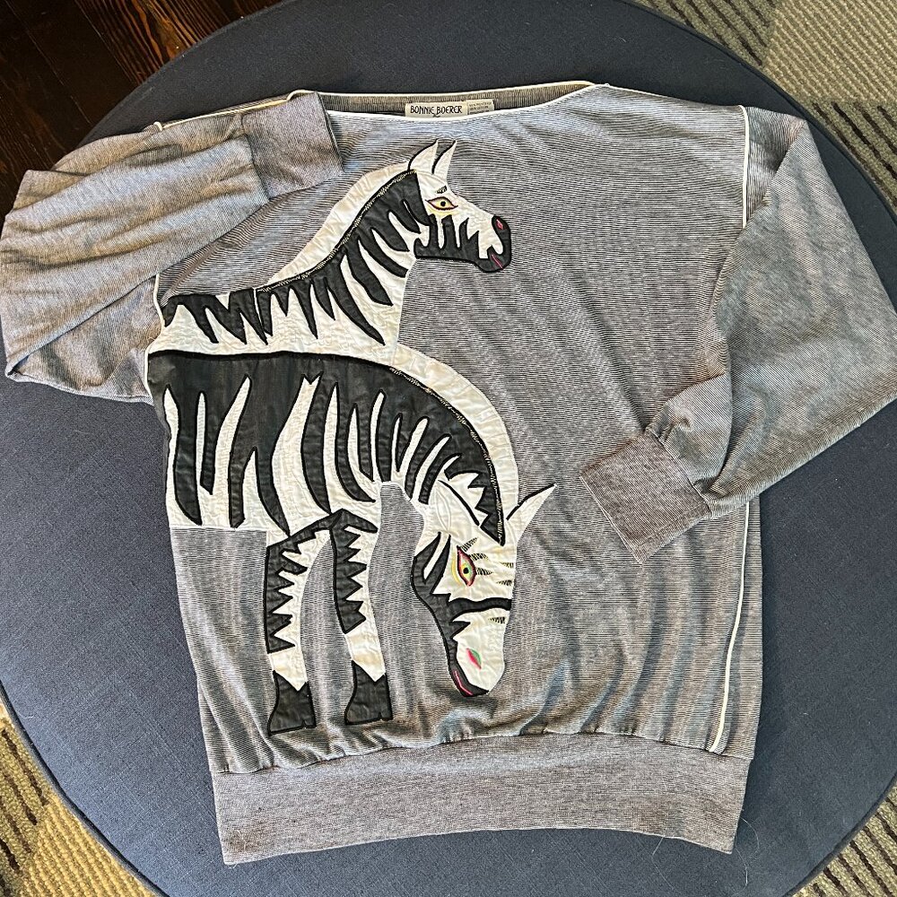 1980's // Vintage // Bonnie Boerer Zebra Sweater // Medium